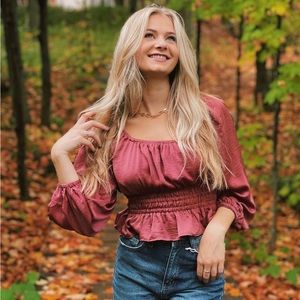 She + Sky satin rose long sleeve